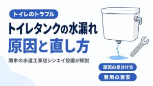 トイレタンクの水漏れの原因と直し方を解説するアイキャッチ画像